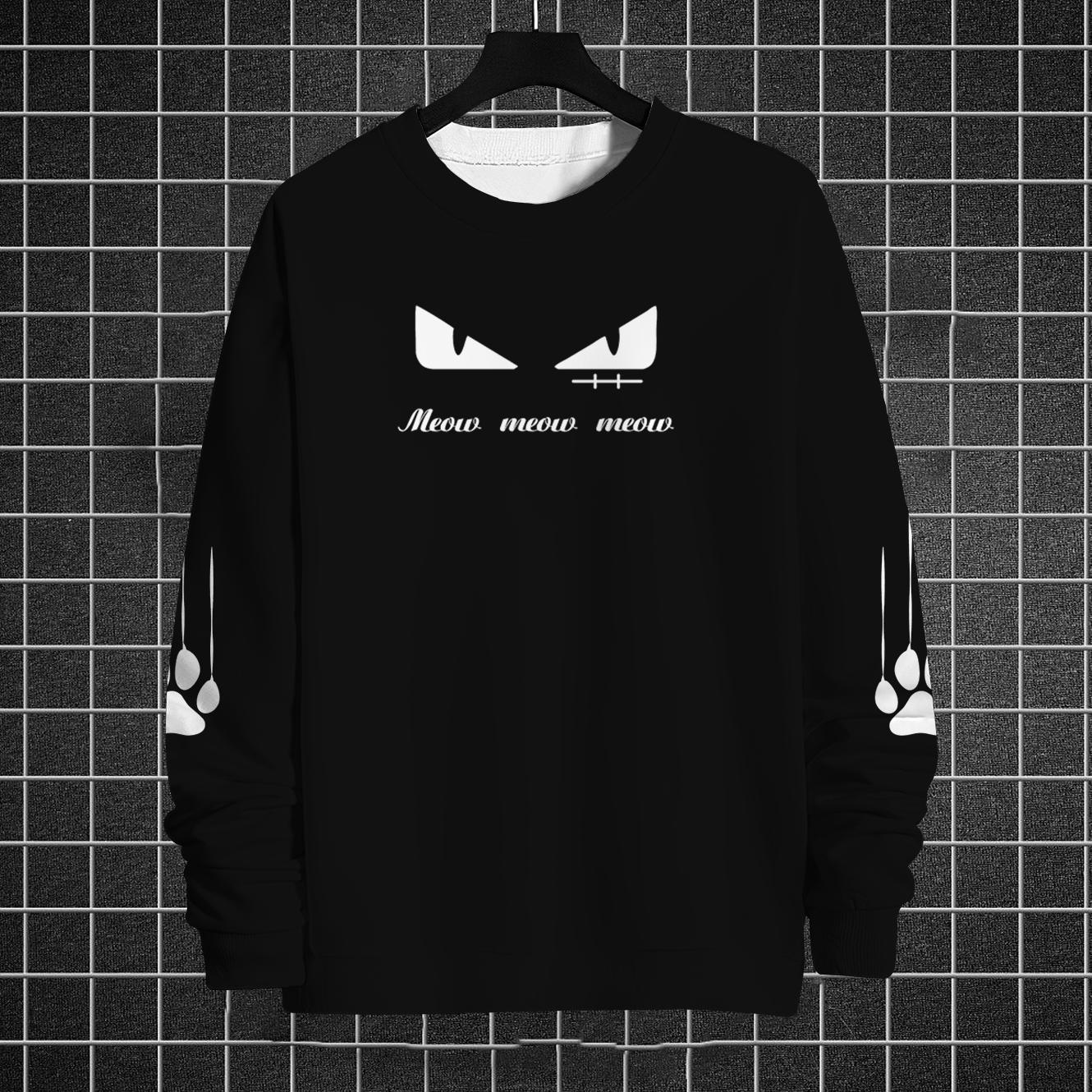 

Осенняя мужская толстовка с круглым вырезом и принтом «кошачий глаз» с капюшоном, пуловер, простая мужская одежда, футболки с длинным рукавом большого размера для мужчин 5XL