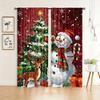 2pcs Festive Snowman Pattern Curtains  Christmas Window Decorations  Polyester Fabric  Rod Pocket  Home Decor