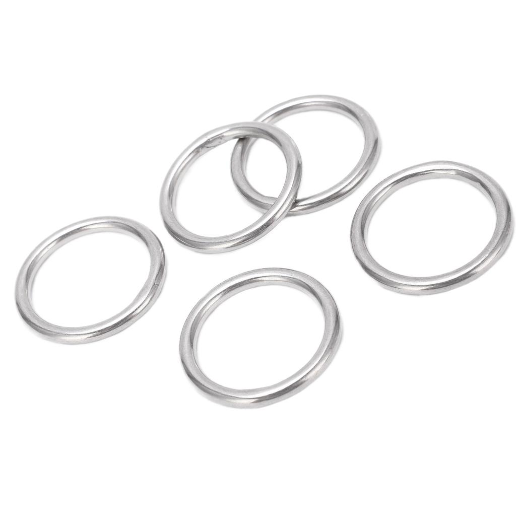 5PCS Welded O Ring Stainless Steel Marine Grade Round Ring for Sailing Diving Luggages4x30mm