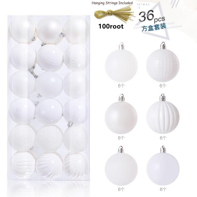 

3CM 1box Red Christmas Ball Decoration Shatterproof Balls With String for Xmas Tree Ornaments Home Party Decor New Year Gifts 3cm белый