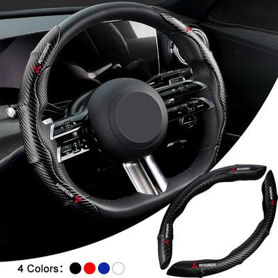 Capa de Volante de Carro Fibra de Carbono Esportiva Ultra-fina Antiderrapante Capa de Cartão Para Lancer Ralliart 10 3 9 EX Outlander 3 ASX L200 Acessórios