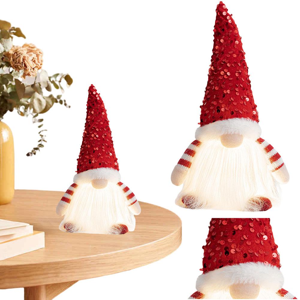 

Christmas Glowing Gnome Doll with Sequin Hat Luminous Dwarf Toy Lighted Faceless Gnome Toy for New Year Decoration серый