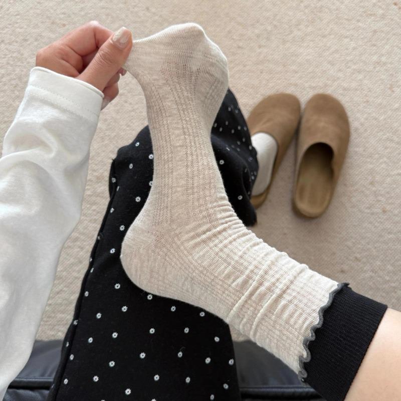 Ladies Fall Fashion New Retro Color Collision Gentle Tube Pile Socks