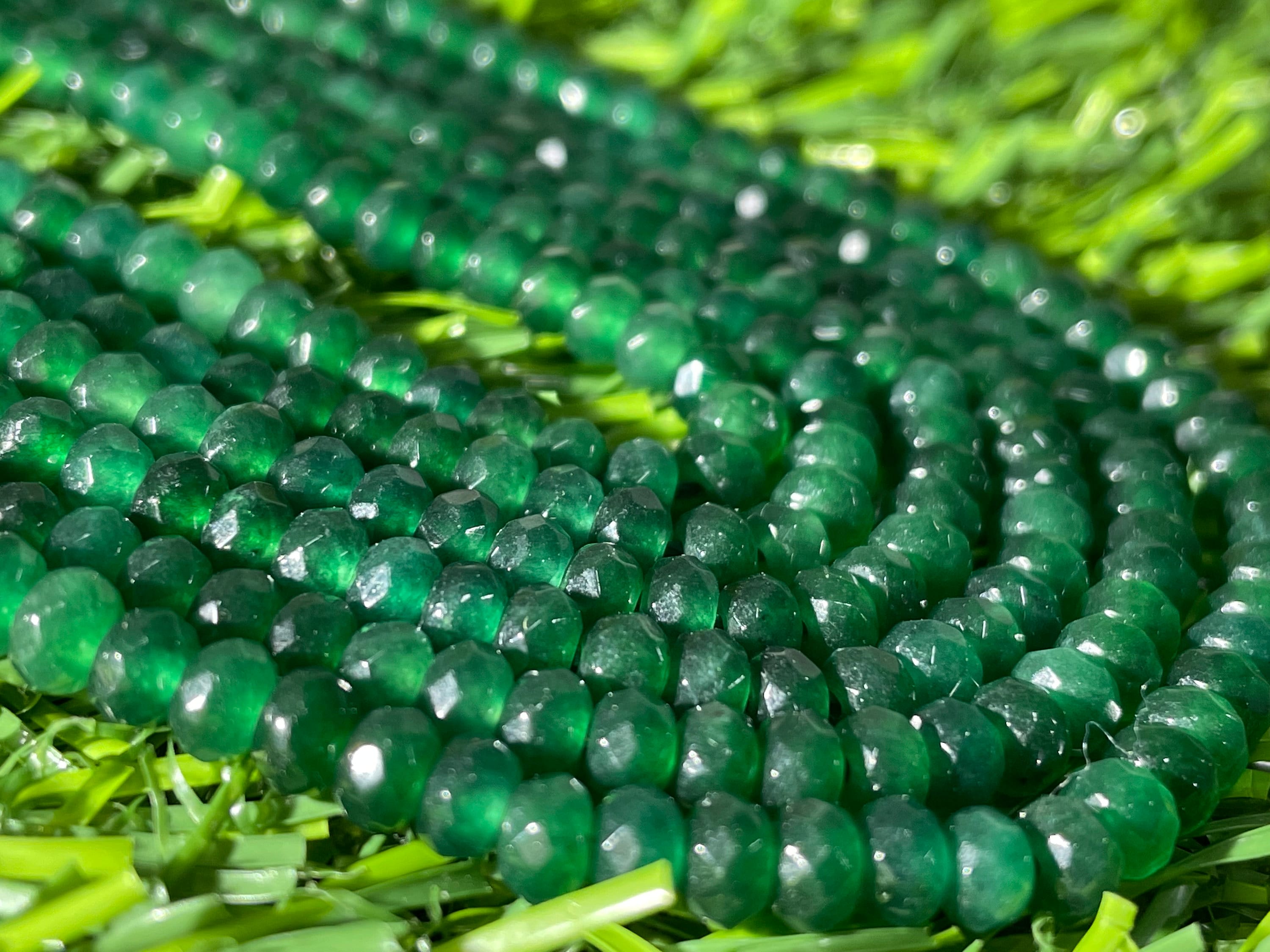 Faceted Zambian Emerald Beads: 4mm Green Gemstone Strand 26 Inch (65 cm)