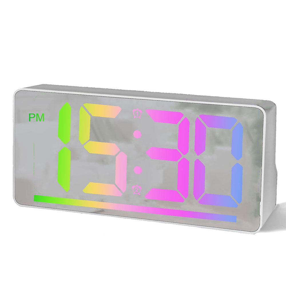 Colorful LED Digital Desk Clock with Large Display Alarm Temperature Night Light for Home Office Christmas Décor