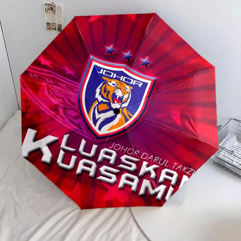 Johor Darul Ta'zim FC  Pattern, Automatic Folding Umbrella, Portable and Foldable Design, 8 Ribs, a Christmas or Birthday Gift.