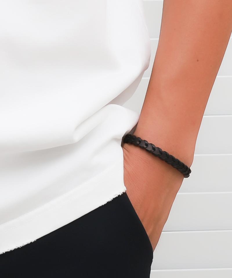 Blancier Tresse Bm258B1175 Black Genuine Cowhide Men'S Bracelet