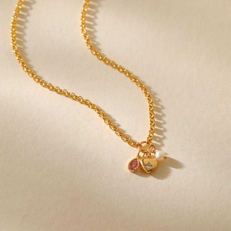 Herz-Design 18 Karat Vergoldetes Kupfer Elegantes Einfaches Halsband