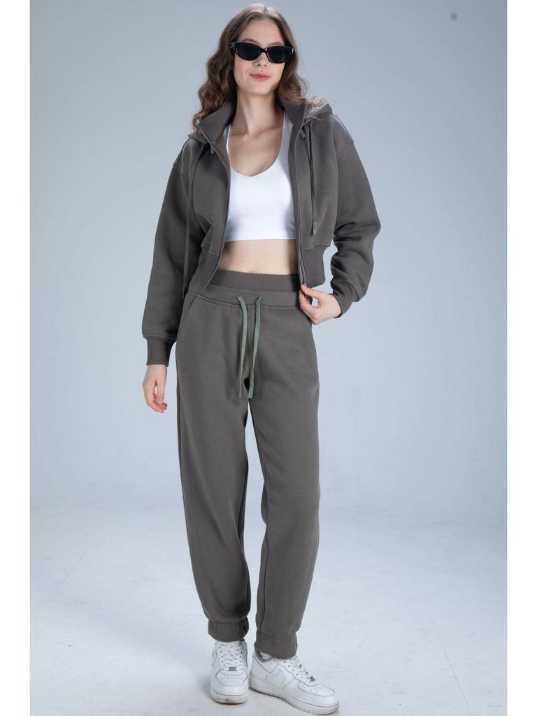 Lulu Zgly Women's Autumn Winter Hooded Sports Jacket & Yoga Set for Running, Mountaineering, Training & Fitness