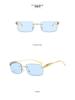Cheetah Frameless Square Sunglasses Unisex Retro Leopard Metal Design