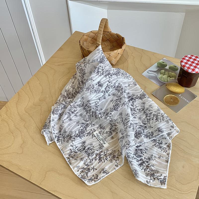 Ladies silk scarf square scarf high-end printing small scarf streamer decorative neck silk scarf waist fart curtain