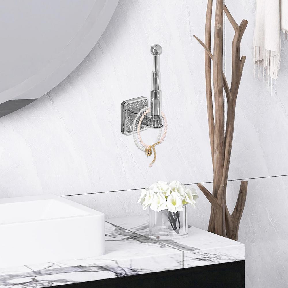 Wall Mounted Storage Rack Retractable Coat Towel Rack Toilet Paper Holder Hanger Multi-Purpose Jacket L-Shaped Telescopic Design