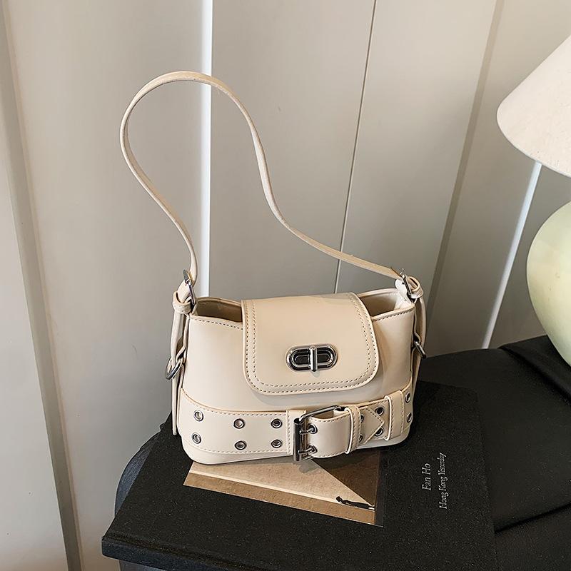 

Small bag women s 2025 new fashion versatile messenger bag summer popular shoulder underarm bucket bag білий