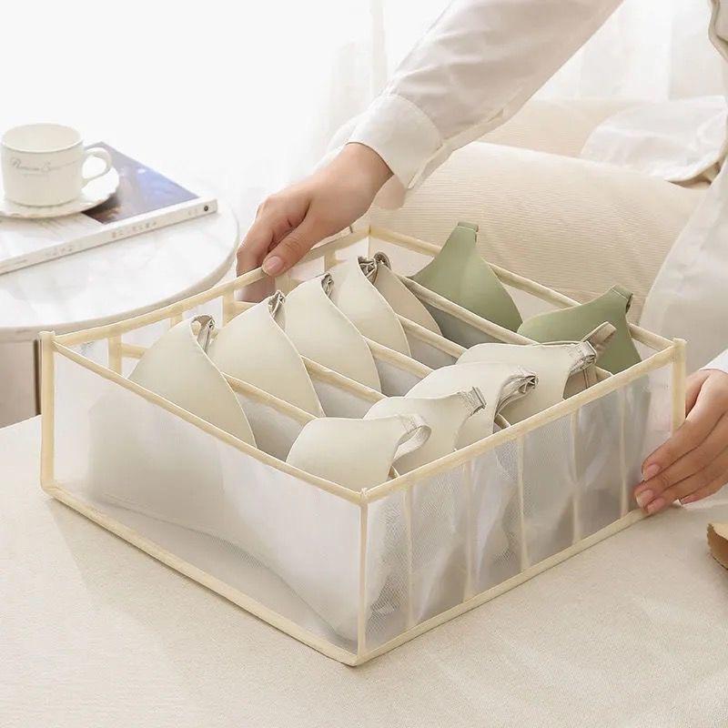6/7/11 Foldable Underwear Underwear Socks Organizer With Dividers Clothes Storage Box Breathable Mesh Bag For Wardrobe