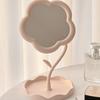 Flower Desk Makeup Mirror with Storage Tray 360 Degrees Rotation Desktop Vanity Mirror Multi-purpose Women Cosmetic Table Mirror Jewelry Organizer