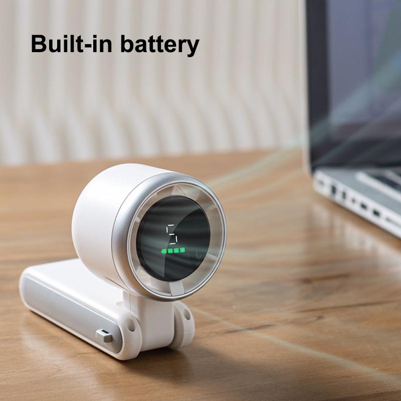 Handheld Fan With Digital Display Portable Travel Handheld Fan Mini Foldable Desk Fan With 5-Speed Adjustable For Outdoor