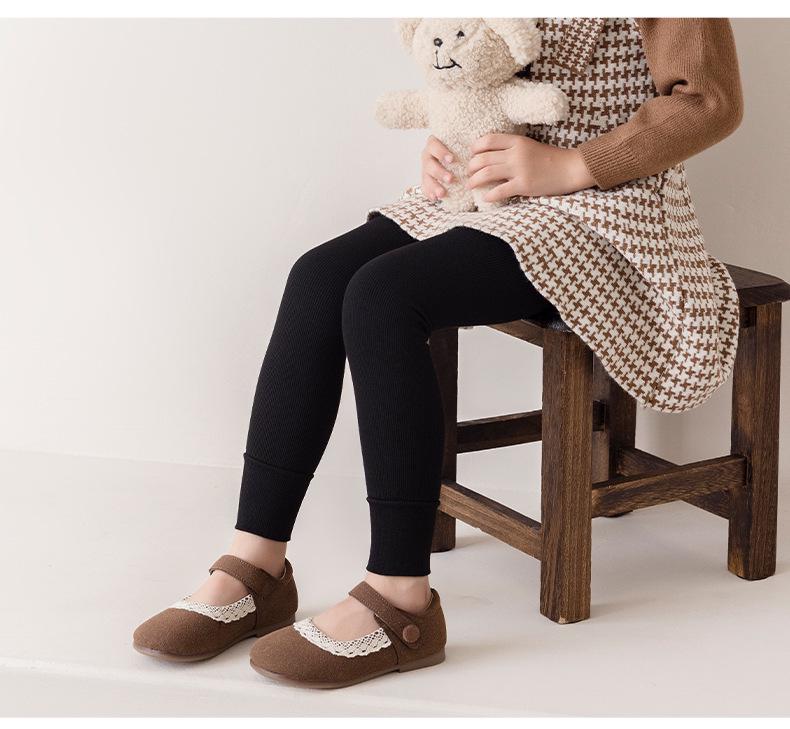 Korean Style Girls' Fleece-Lined Leggings: Thick, Warm Nine-Point Pants with Brushed Cotton Pantyhose for Autumn and Winter