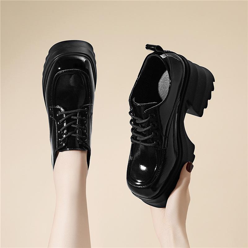 

Thick-soled British style inner height increase small leather shoes women s shoes spring new muffin casual 33