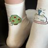 Women's Mid-Calf Cartoon Kitten Scrunch Socks: Cute College Style for Autumn & Spring