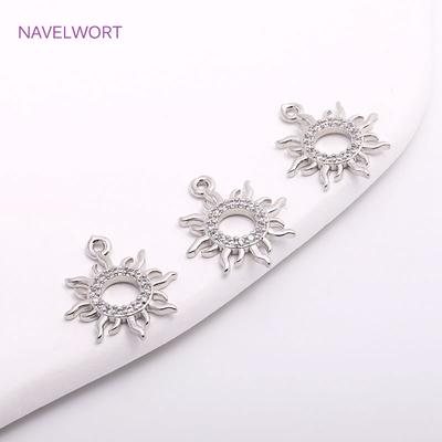 14mm*17mm Rhodinierte Messing-Anhänger, Schmuck-Anhänger, Eingelegte Zirkon-Sonnen-Anhänger Für Ohrring-Herstellung Zubehör-Bedarf Für Schmuck