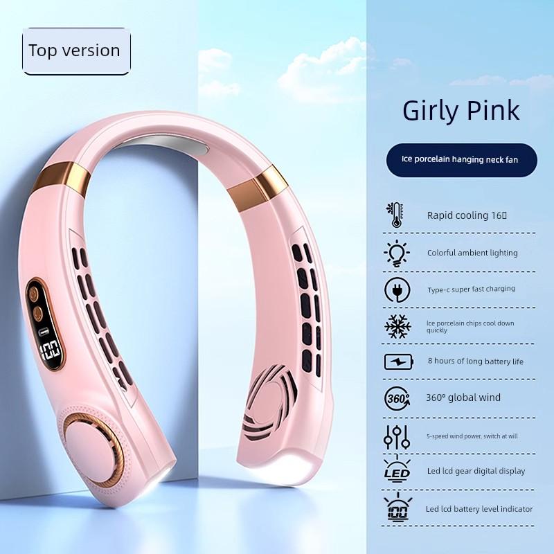 2026 New Model Neck-Hanging Fan, Portable Cooling Device, Small Personal Cooling Gadget, Neck-Hanging with Ultra-Long Battery Life, Ice Ceramic
