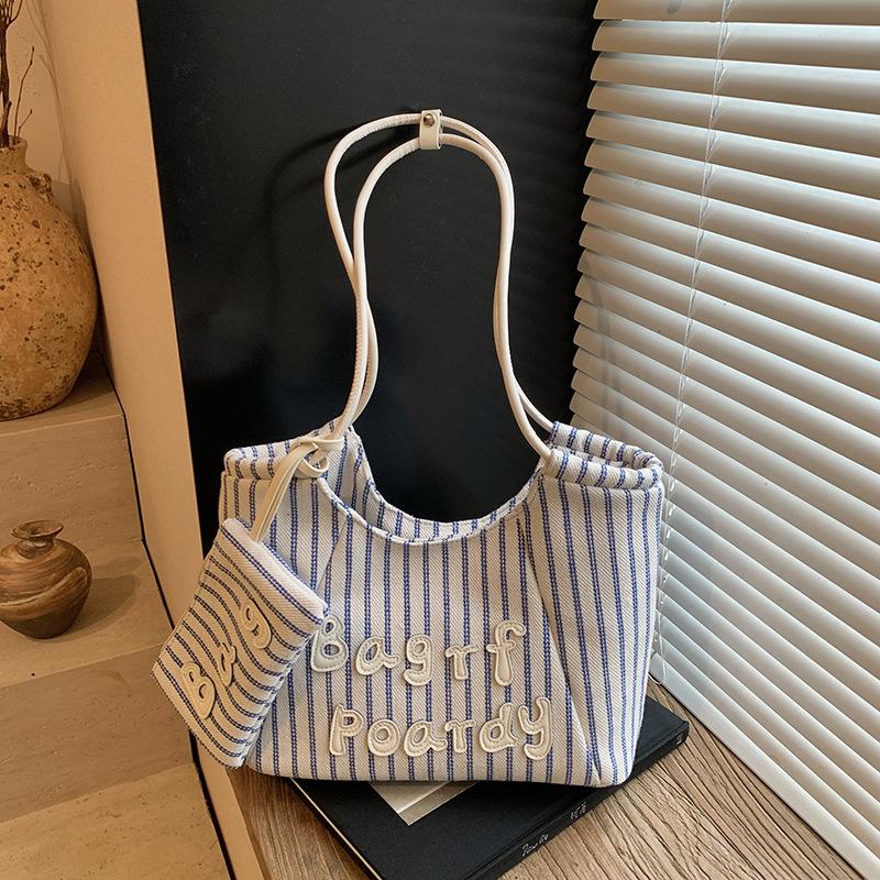 

Сумки Женская Новая Модная Мода Полосатая Классная Сумка-Мессенджер для Поездок Большой Вместимости Сумка-Тоут синий