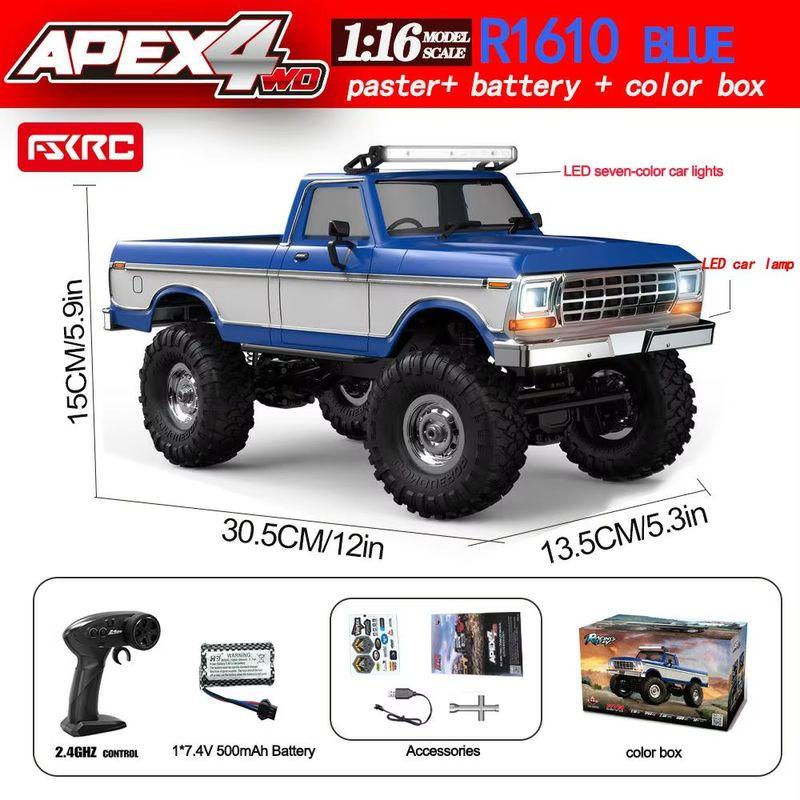 

Scale Rc Car Off-Road Full Function Crawler Alloy Construction With Realistic Led Headlights And Roof Light R1611 1 16 4x4 Kid Friendly Entertaining