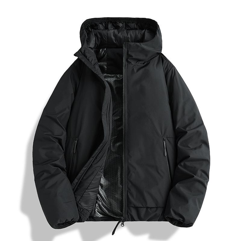 Men's Winter Solid Color Hooded Puffer Jacket - American Trendy Brand: New Arrival, Warm, Thick, Loose Fit