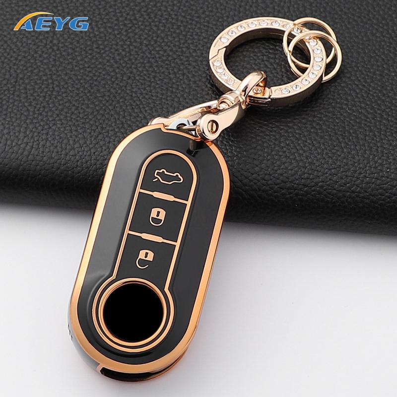 Car Key Case Cover for Fiat 500 Ducato Panda 500L Punto Lancia Musa for Citroen Car Keyring Luxury Keychain Interior Accessories