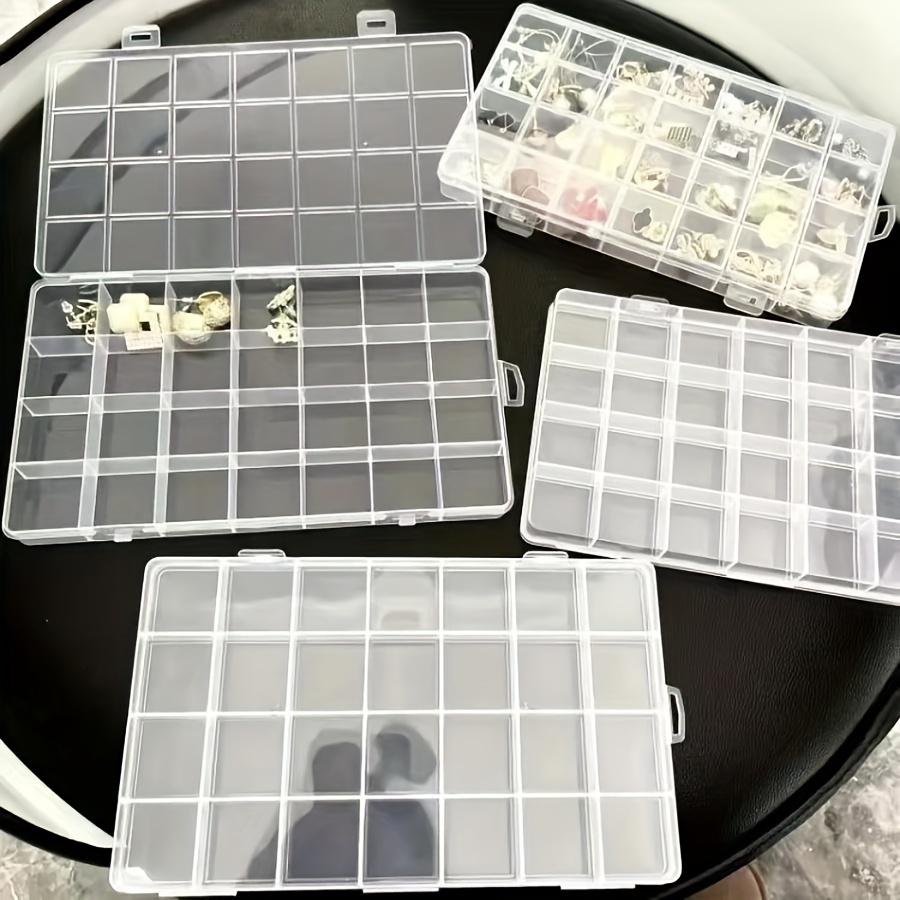 24-Compartment Organizer Box with Lid - Versatile Storage Solution for Jewelry, Hardware & Small Items - Durable Plastic, Snap Closure, Utility Hooks