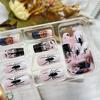 White French Tip Halloween Press on Nails Medium Square Fake Nails with Pumpkin Design Spider Bat False Nail Full Cover Glossy Acrylic Glue on Nail