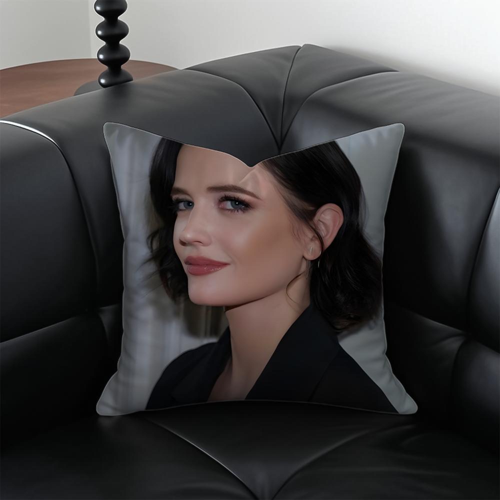 EEva Green Cushion Cover Pillow Case Antidustmite Invisible zipper silky plush cushion