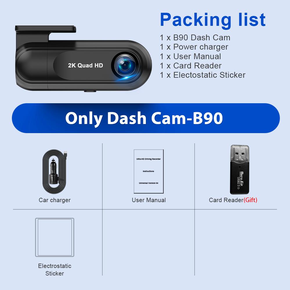 

2K1440P Dash Camera WiFi DVR FreeAPP Control 24H Parking Guard Night Vision 2K Car DVR Support 24H Parking Monitor Black Box None