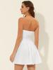 Allegra K Mini Ruffle Tube Dress, Party, Strapless, Exposed Zipper, Solid Color, Women's, White, Size L