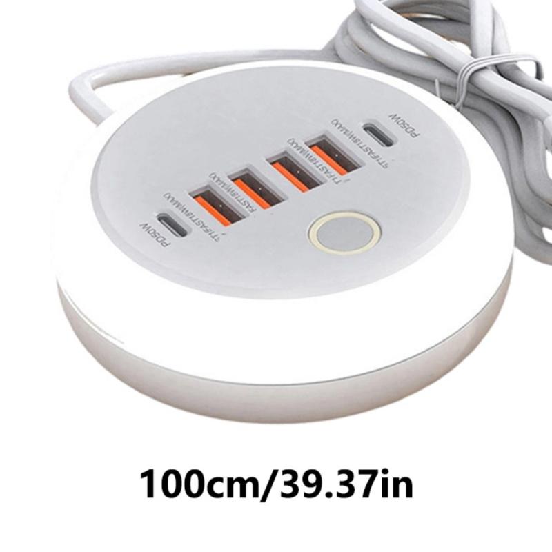 Simultaneous 6 Device Charging Adapter With 2 Type C Port Quick Charge 4 USB Port Auto Current Detection Space Saving