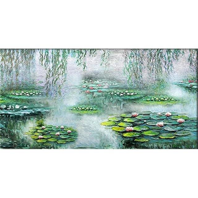 Large Monet Diamond Painting New 2023 Water Lilies Full Square Round Diamond Mosaic Pond Landscape Art For Living Room Decor U61