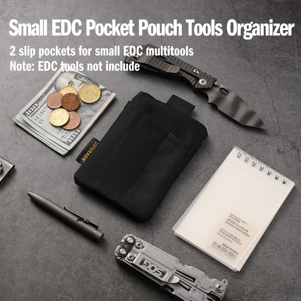 VIPERADE VE29 EDC Pocket Organizer with 3 EDC Pocket EDC Pocket Pouch with Zipper Pocket for EDC Everyday Carry EDC Pocket Organizer Pouch, Slots,