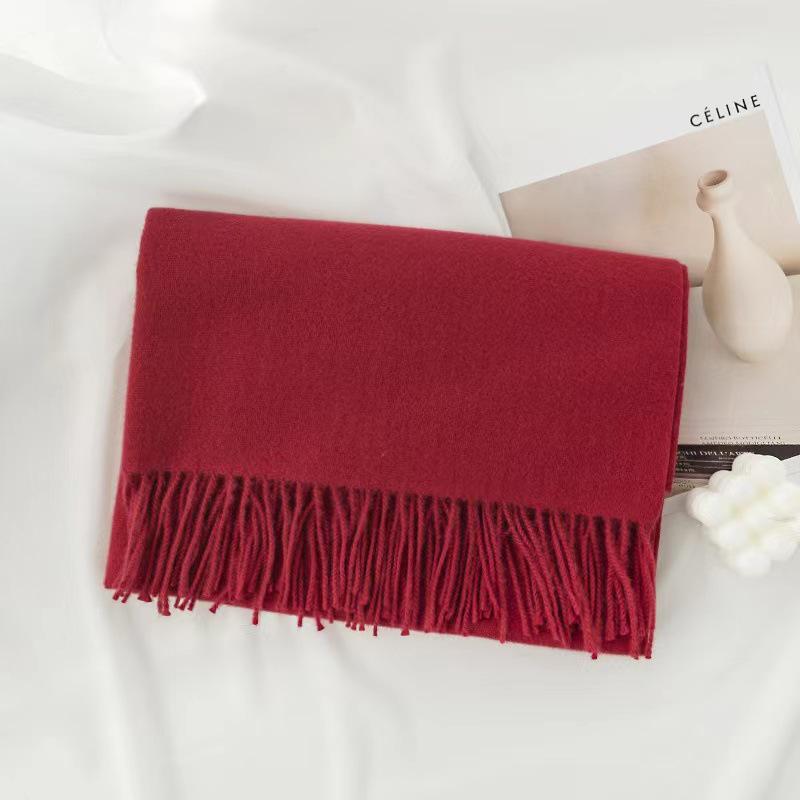 Women's High-End Red Imitation Cashmere Knit Shawl - Versatile & Fashionable