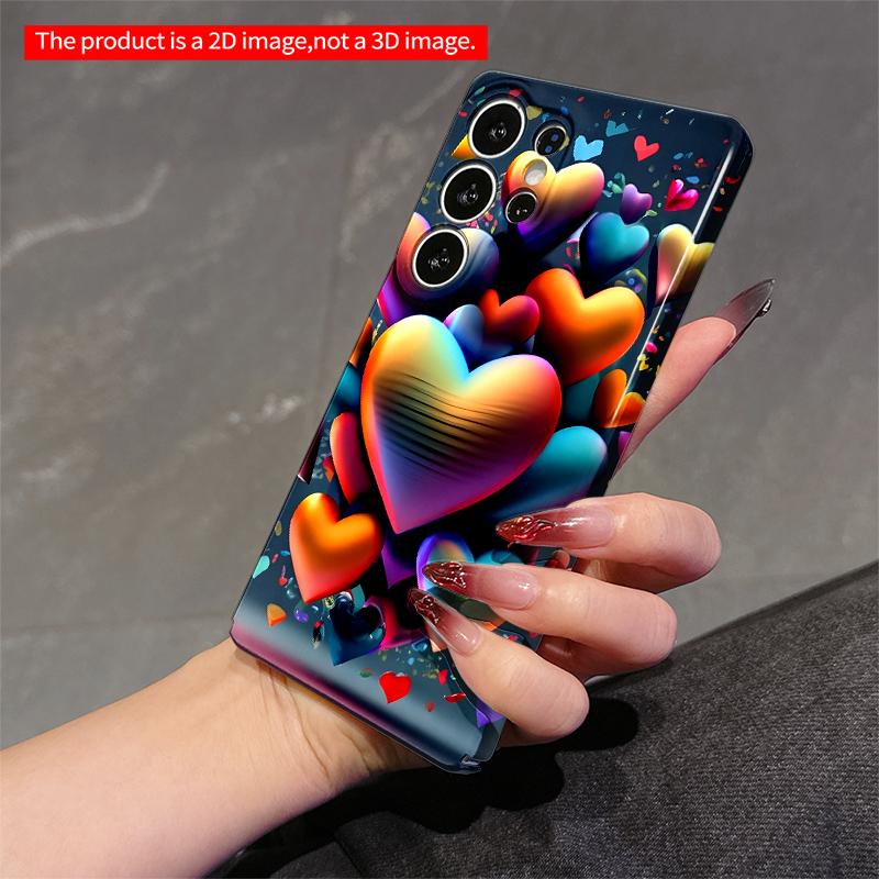 2DFlat Samsung Phone Case Vibrant Rainbow Hearts Bursting Confetti Design Applicable To Galaxy S23 S24 S25ULTRA S26 A12 A14 A15 A16 A54 A55