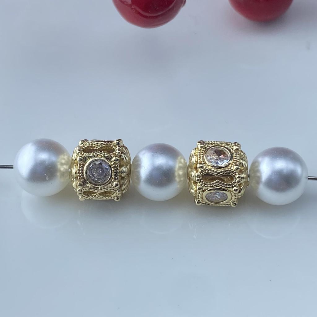 Handmade High Color Retention Hollow Spacer Beads with Large Zirconia Particles for DIY Jewelry and Fashion Accessories.