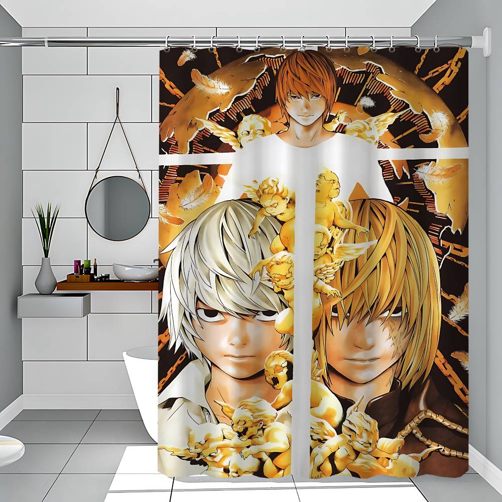 DEATH NOTE Polyester Duschdraperi Vattentät Rostbeständig Genomföringar Lättskött Torka Ren Hållbar