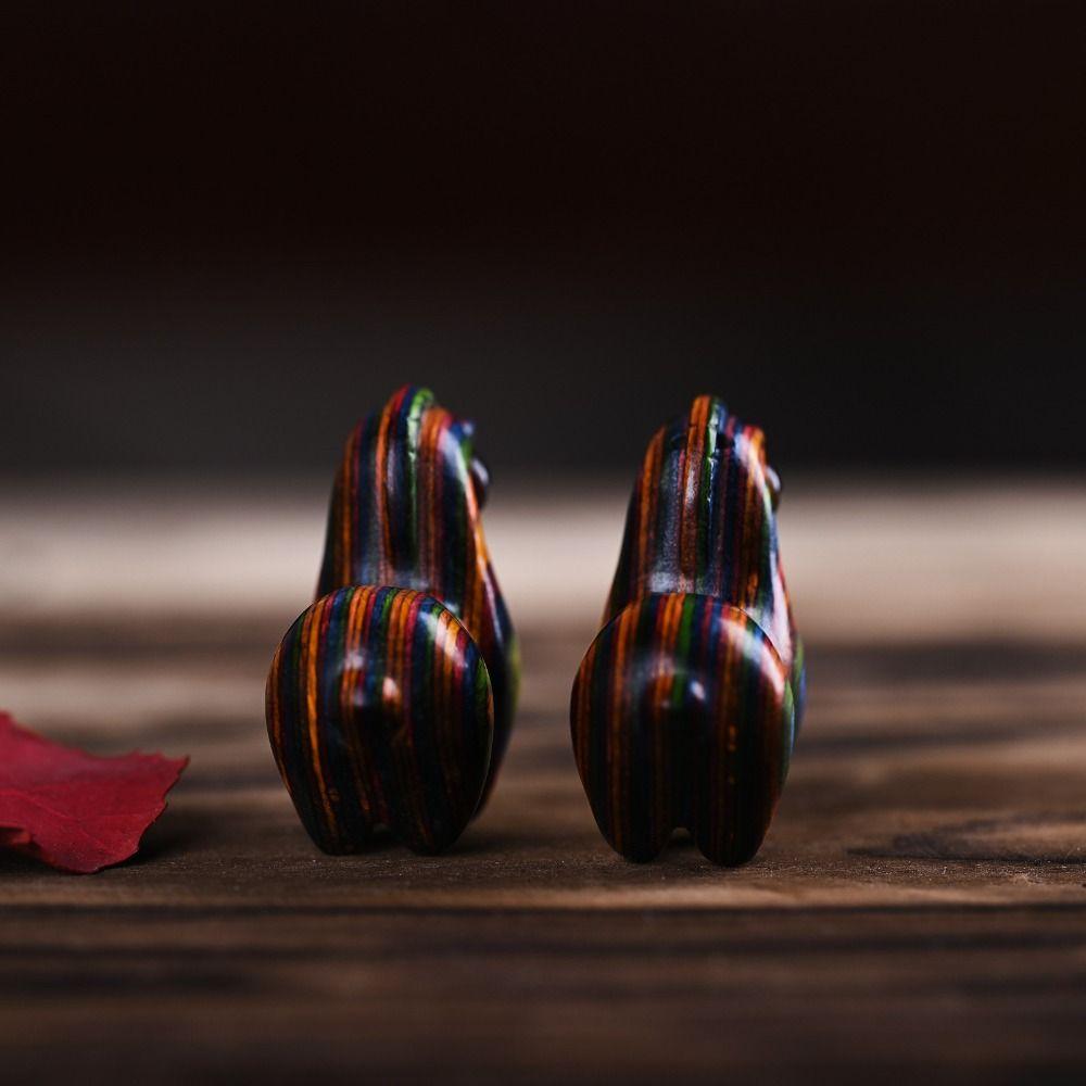 Hot Cute Colored Wooden Cat Ornaments Rainbow Wood Carving Rainbow Horse Ornaments Small Cat Model Ornaments Gift