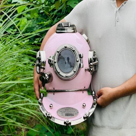 Pink Diving Helmet Coated Diving Helmet  Deep sea scuba Divers diving helmet  Maritime Deep Sea Helmet  Collectible Oceanic Helmet