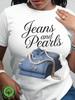 Jeans and Pearls Graphic Cotton T-shirt