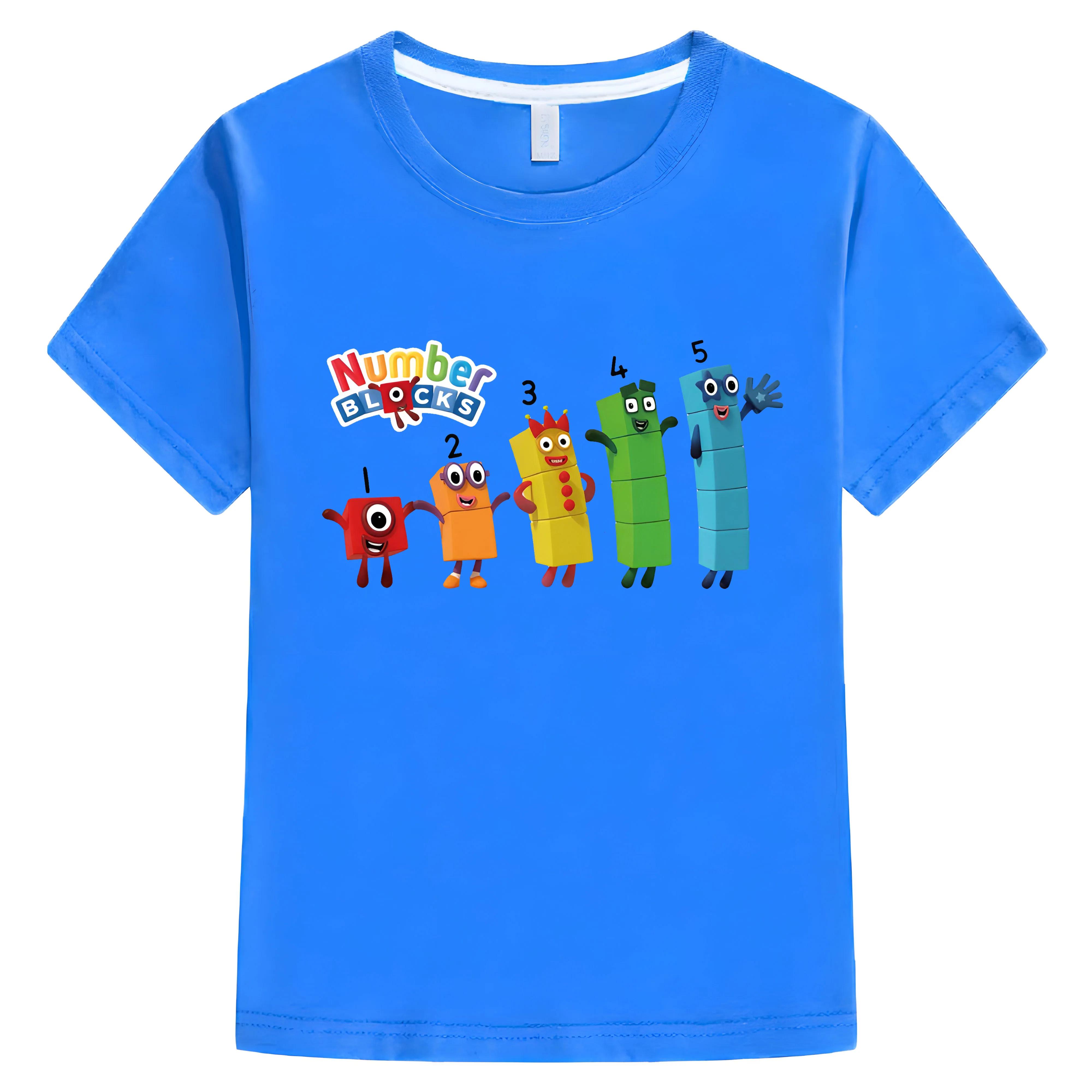 

NumberBlocks Принт футболка для дітей хлопчик 10 років цілісна Мультяшна Футболка Літо Бавовна короткі Топи Каваї y2k дитячий одяг дівчинка 110 синій