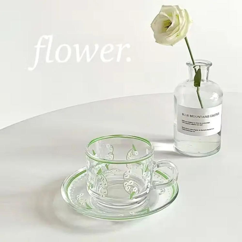 

Креативный набор кофейных чашек с блюдцами, корейские чашки, ручная роспись, кофейная кружка с растениями и цветами, домашняя кухня, питьевая посуда, чашки для эспрессо 200ml зелёный