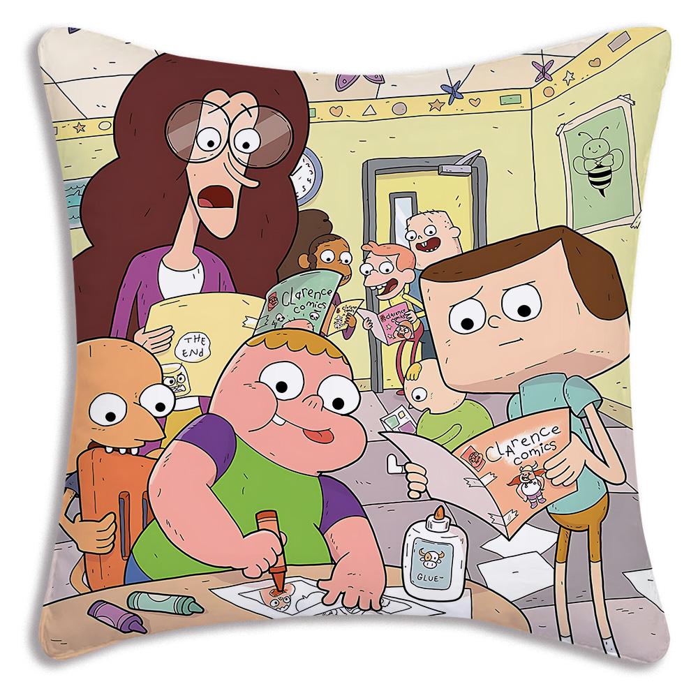 Roztomilé kreslené povlaky na polštář TV C-Clarence Dekorativní povlaky na polštář do obývacího pokoje Domácí dekorace Oboustranný tisk Krátký plyš Roztomilý povlak na polštář