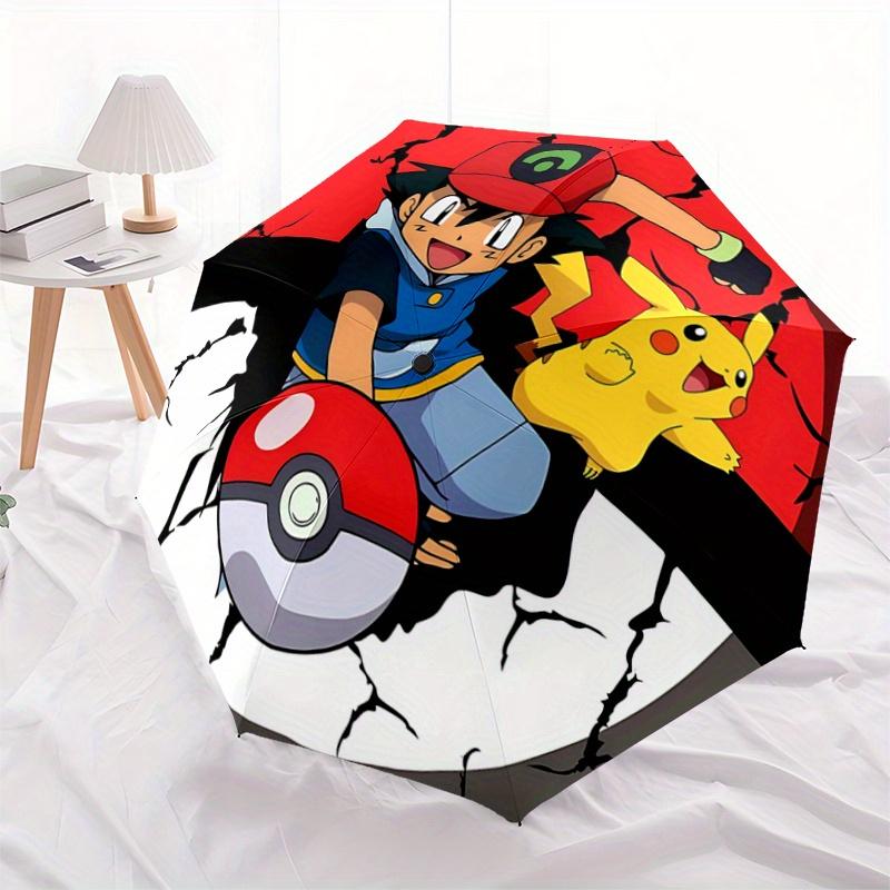 

1pc Pikachu & Trainer Automatic 3-Fold Umbrella Design, Cute Cartoon Pattern, Portable Outdoor Umbrella, Perfect, Holiday Gift for fans.H082