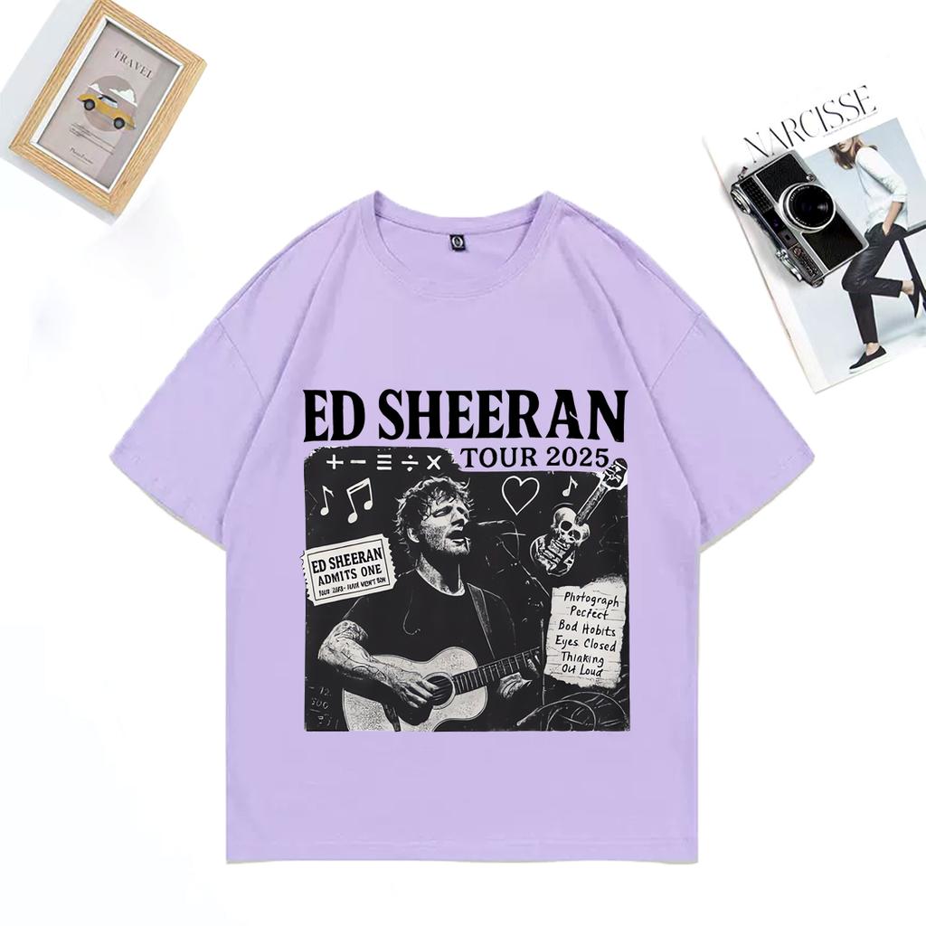 Ed Sheeran Tour 2025 Print TShirt Unisex WOMEN Vintage Casual Clothing Streetwear Oversized Cotton Throwback Short Sleeve Tshirts