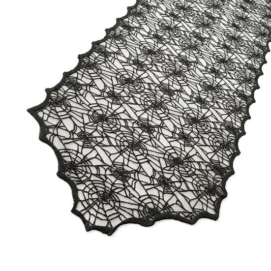 Black Lace Tablecloth Halloween Table Runner, Spider Web Runners, 17.7 x Retro Cocktail Party Decor 70.9Inch for Home Dinner Kitchen Mantel